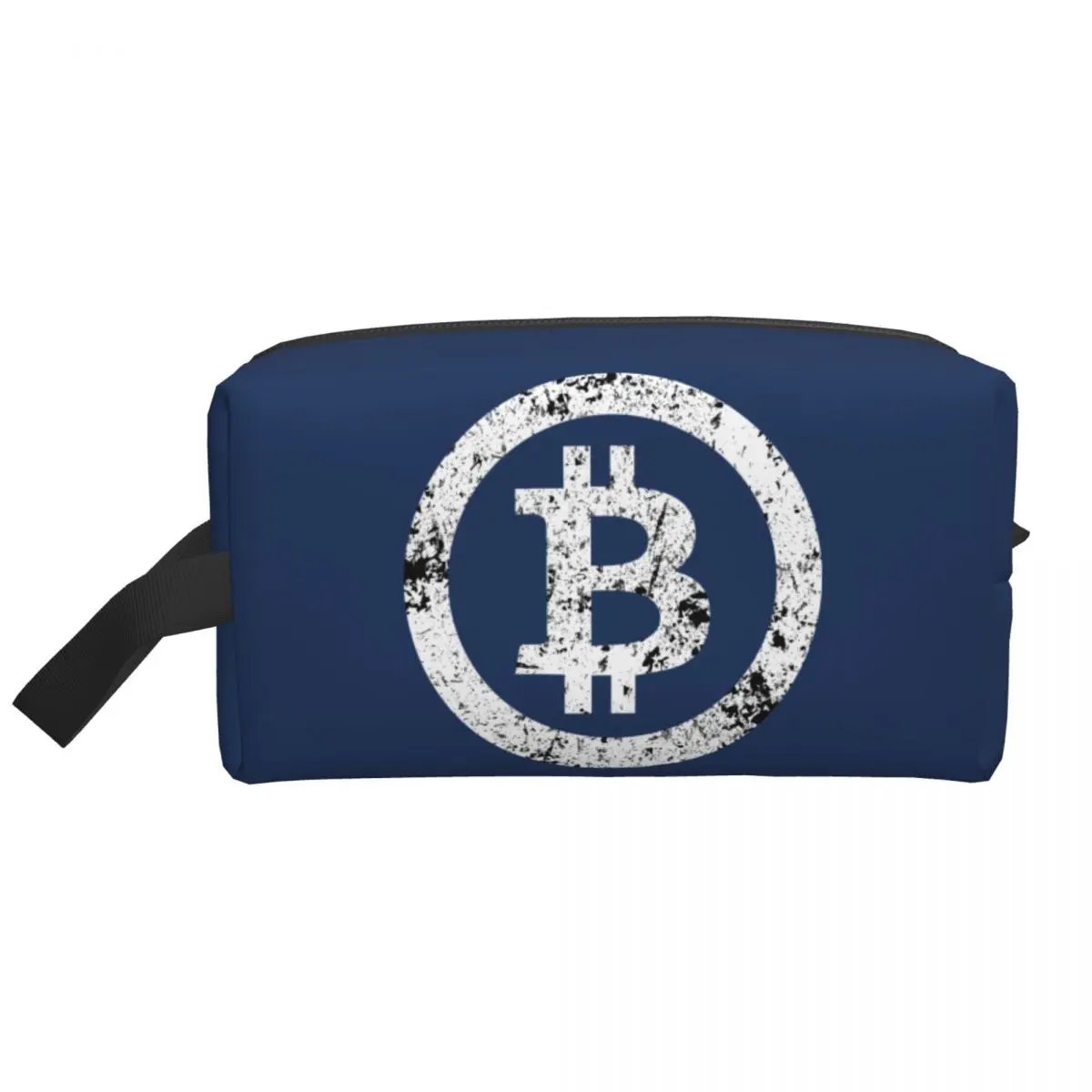 Custom Bitcoin Symbol Toiletry Bag Crypto Currency Traders Vintage BTC Geek Cosmetic Makeup Ladies Beauty Storage Dopp Kit Case