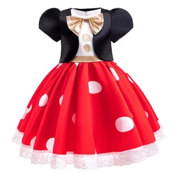 Girls Cosplay Princess Dress Christmas Carnival Polka Dot Mickey Stage Performance Dresses Kids Sequin Bowknot Minnie Clothing