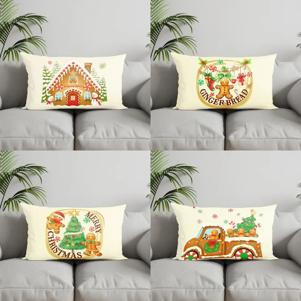 

Домашний декор, пряничный домик, рождественская подушка, подходит для дивана, спальни, автомобиля, наволочка, прямоугольная подушка для спины