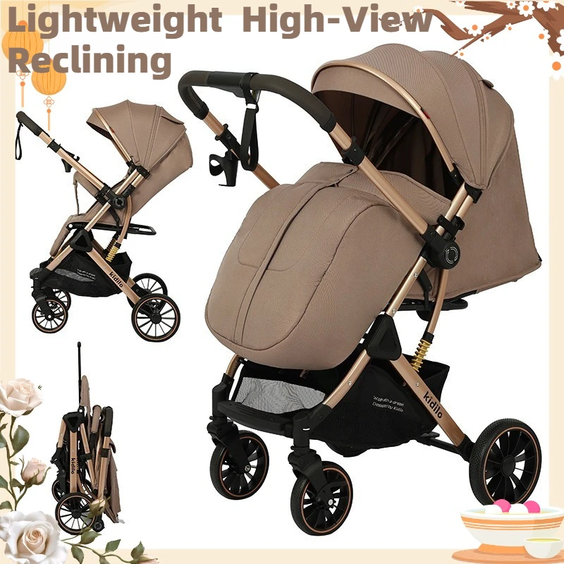 

Kidilo B2F Reversible Baby Stroller High View Design One-Click Fold, Lightweight Adjustable Recline for Infant Toddler