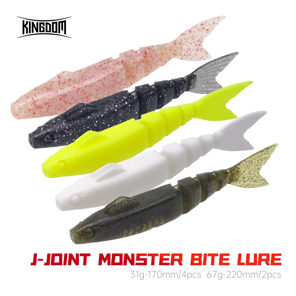 

Kingdom J-Joint Artificial Fishing Lure 170mm 31g 220mm 67g Large Soft Swimbaits Silicone Material Joint Body Pike Black Bass