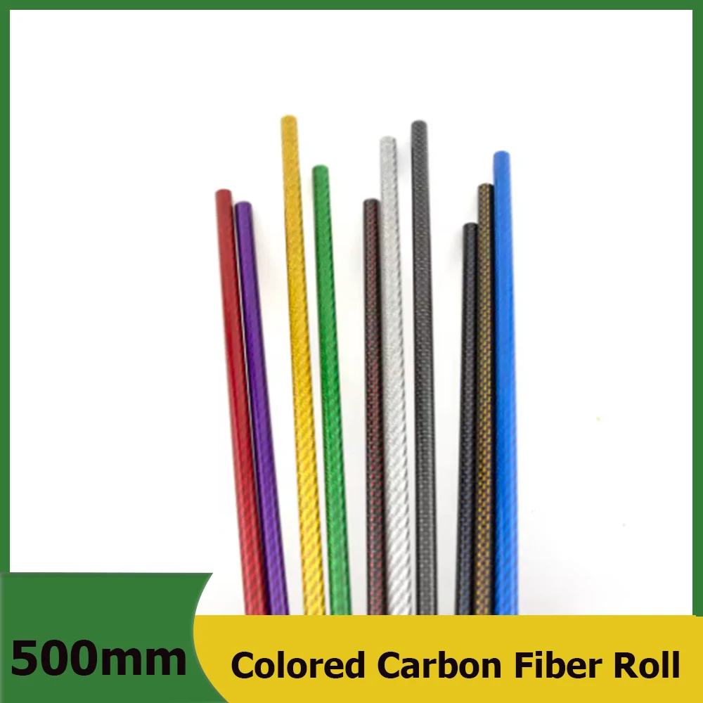 3K 500mm Carbon Fiber Tube Red Blue Green Pink Yellow Silver Outer Diameter 22-30mm  High-Strength  Corrosion-Resistant  Durable