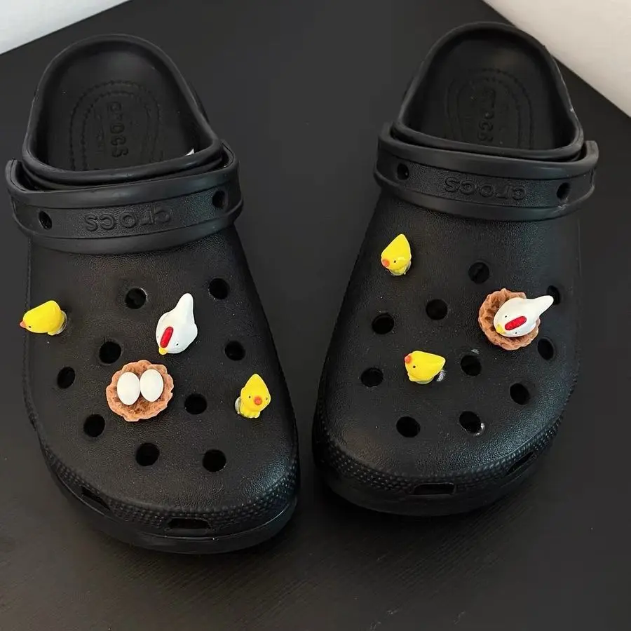 7Pcs 3D Hatching Hen Shoe Charms Fun Cartoon Detachable DIY Shoe Decor Ornaments for Clogs Bubble Slides Sandals Gifts