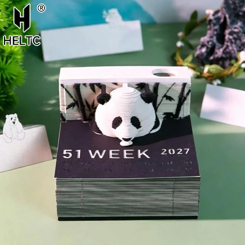 Time Piece Calendar 2027 Desk Calendar 3D Tear-away Calendar Paper Carving Art Memo Pad Notepad Christmas Desktop Decoration