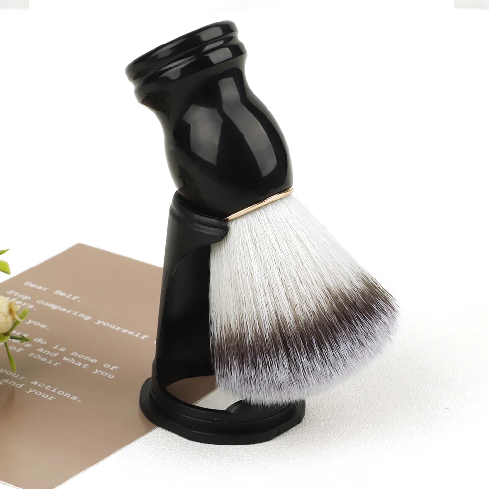Herren-Rasierpinsel mit Griff, weiche Nylonborsten für Bartseife, Schaumrasur und Gesichtsreinigung – ideal für Friseursalons – Detail 3