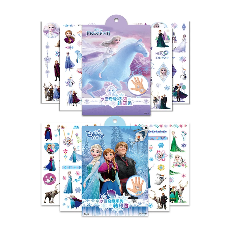 Disney Toy Anime Figure Frozen Elsa Snow White Children Temporary Tattoo Body Art Waterproof Transfer Printing Stickers Gift Box