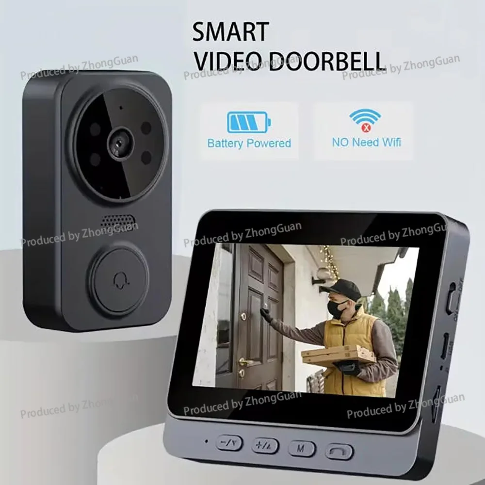 Wireless Video Doorbell 4.3-inch Display Screen Home Intelligent Two-way Intercom Cat's Eye Video Surveillance Building Intercom