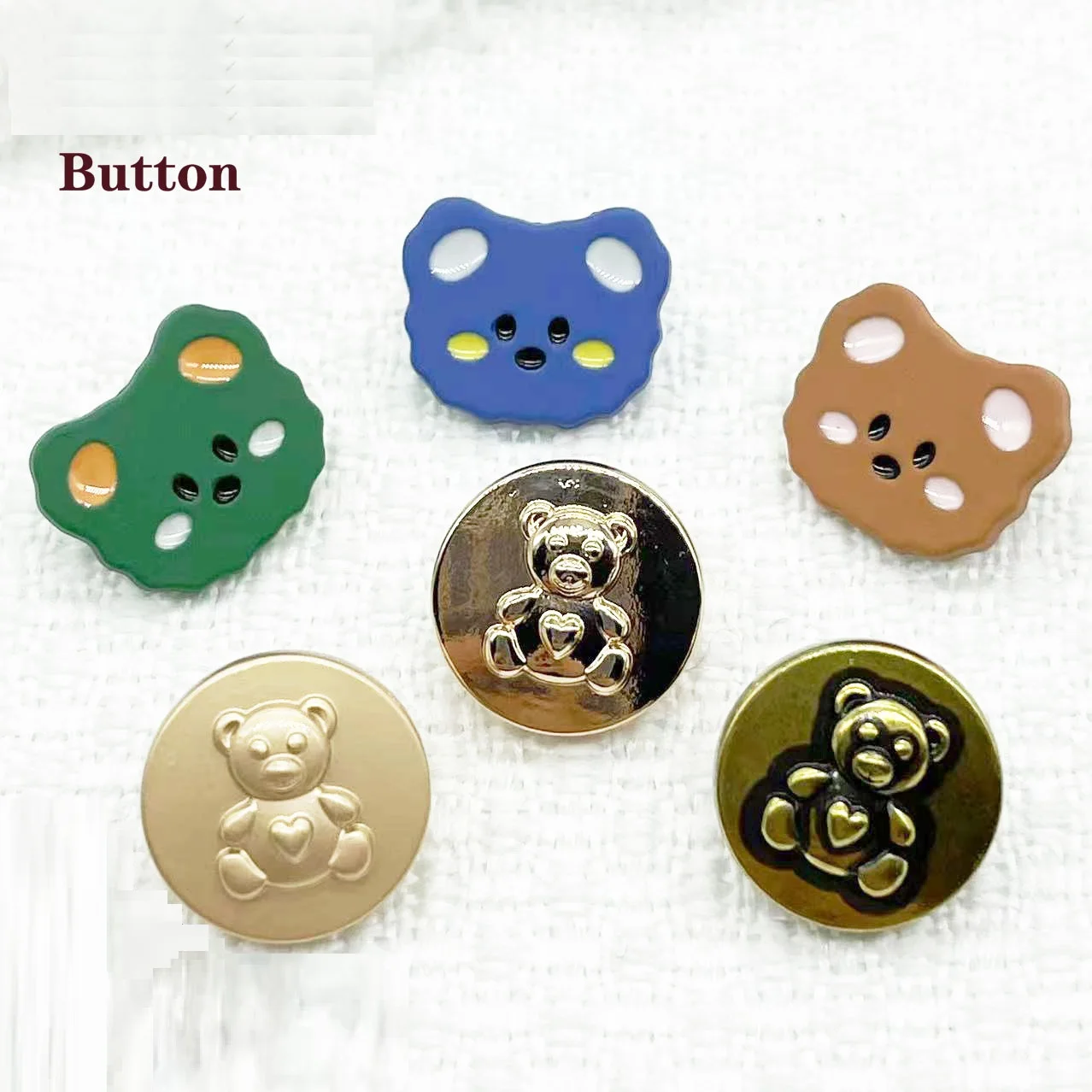 10PCS Animal bear metal buttons cartoon alloy buttons children's jumper cardigan lapel decorative buckle wholesale