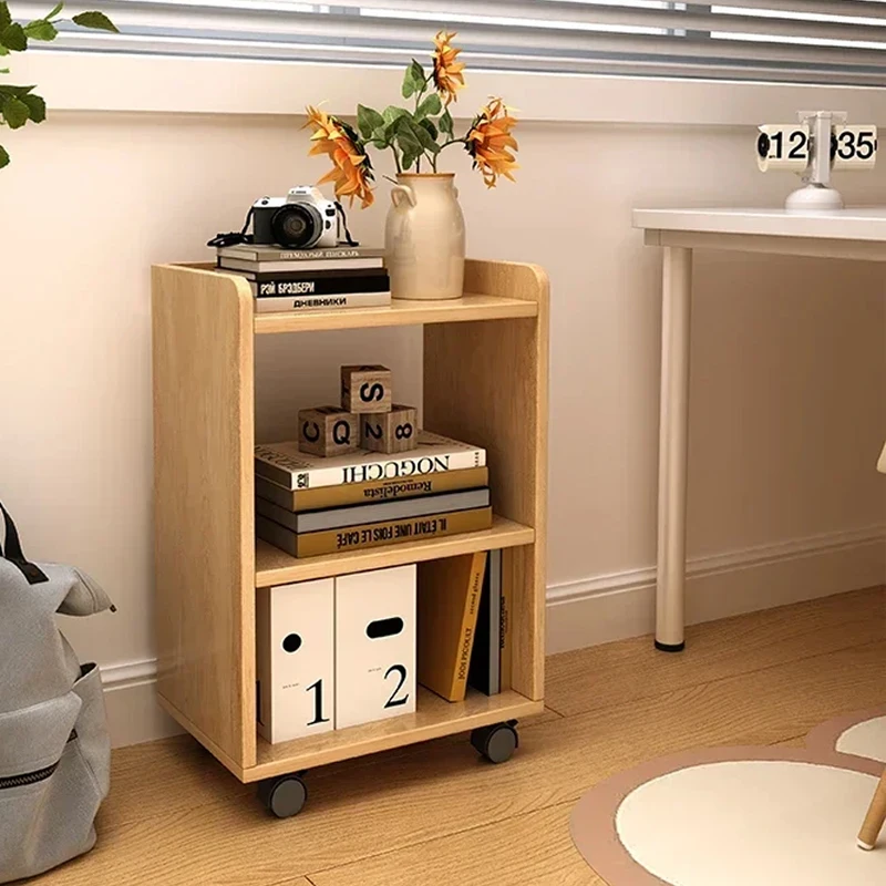 

Wheeled Storage Cabinet Mobile Bookshelf Three-Tier Trolley Storage Shelf Home Cafe Bedroom Organizer Mini bedside Cabinet Shel