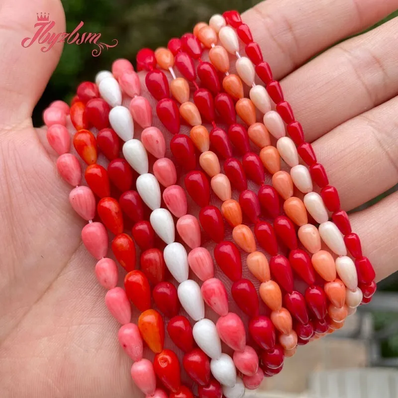 Drop Coral Red Pink White Orange Spacer Loose Bead Natural Stone 15 inch for DIY Accessories Necklace Bracelet Jewelry Making