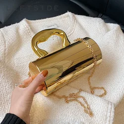 LEFTSIDE Famous Mini Handbags and Purses 2023 Short Handle Chain Crossbody Bag Luxury Designer Evening Party Gold Silver Bag Y2K