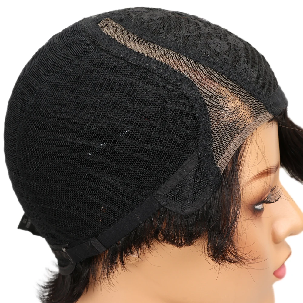 Lekker Black Short Pixie Cut Straight Bob 100% Human Hair Lace Wigs For Women Brazilian Remy Hair Glueless Colored Wigs image 6