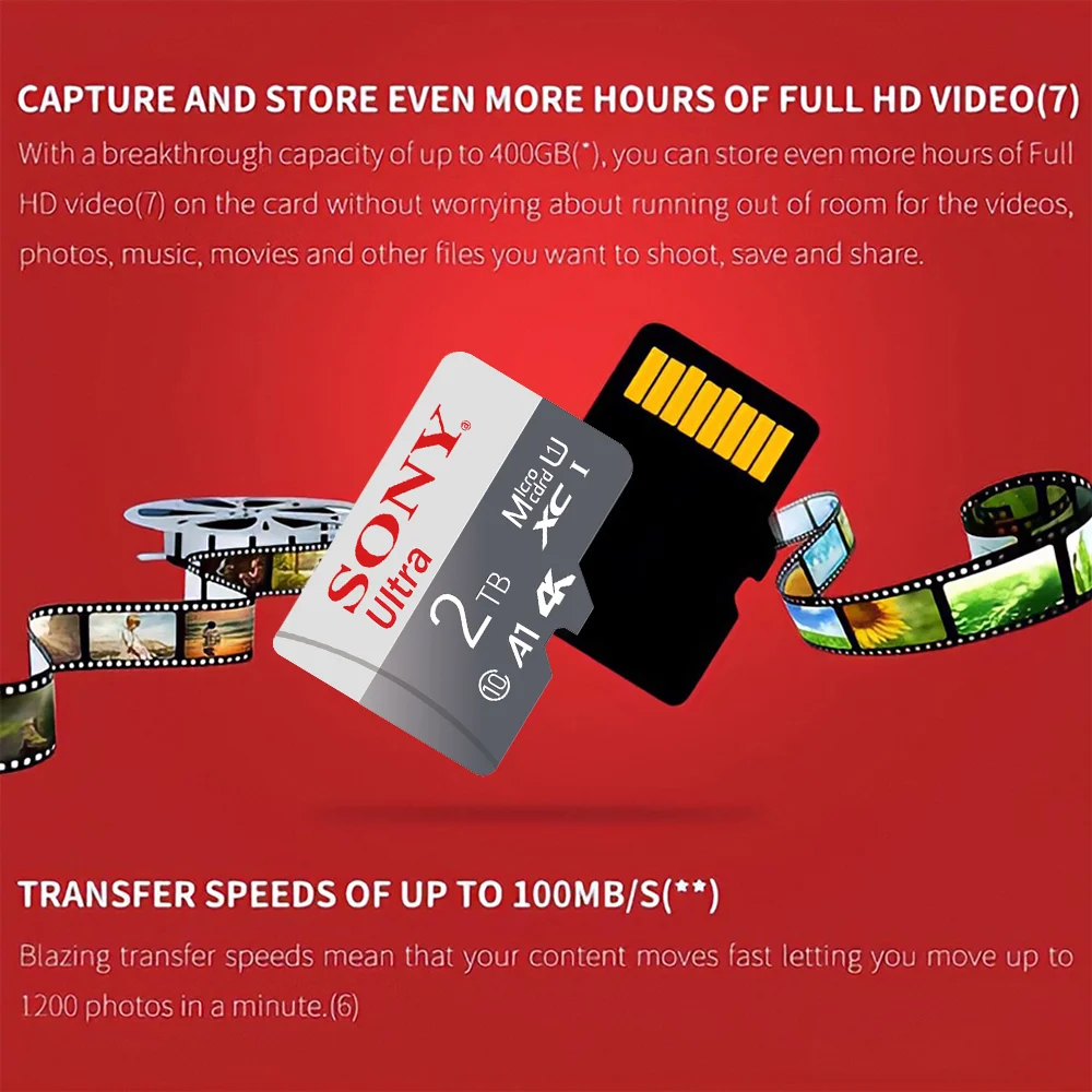 سوني الأصلي مايكرو SD بطاقة 2 تيرا بايت بطاقة سعة كبيرة بطاقة الذاكرة 1 تيرا بايت 512 جيجابايت 256 جيجابايت 128 جيجابايت U3 4K فلاش للهاتف كاميرا الكمبيوتر اللوحي #3
