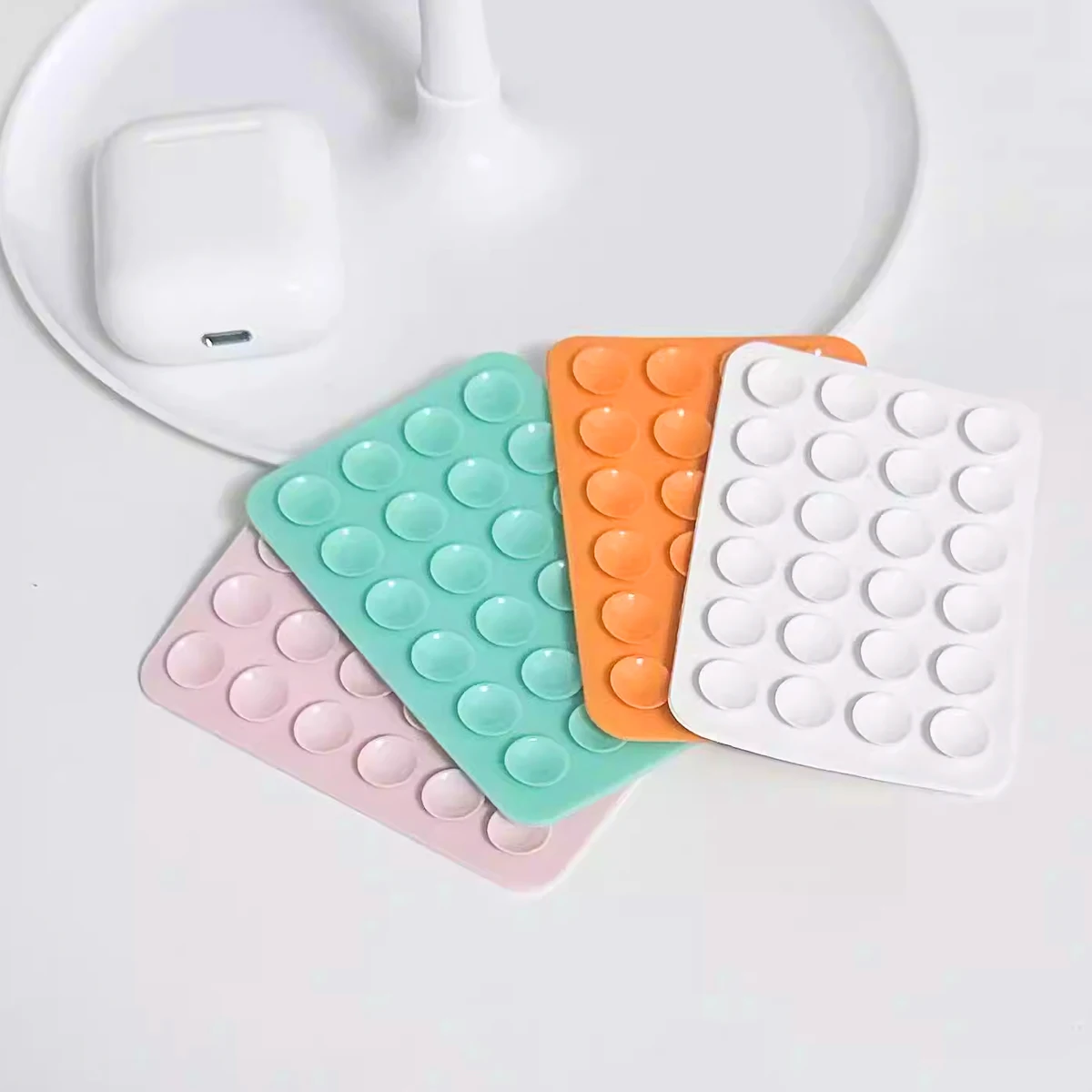 Silicone Suction Pad Double Sided For Mobile Phone Fixture Suction Cup Backed Adhesive Silicone Rubber Sucker Pad For Fixing image 3