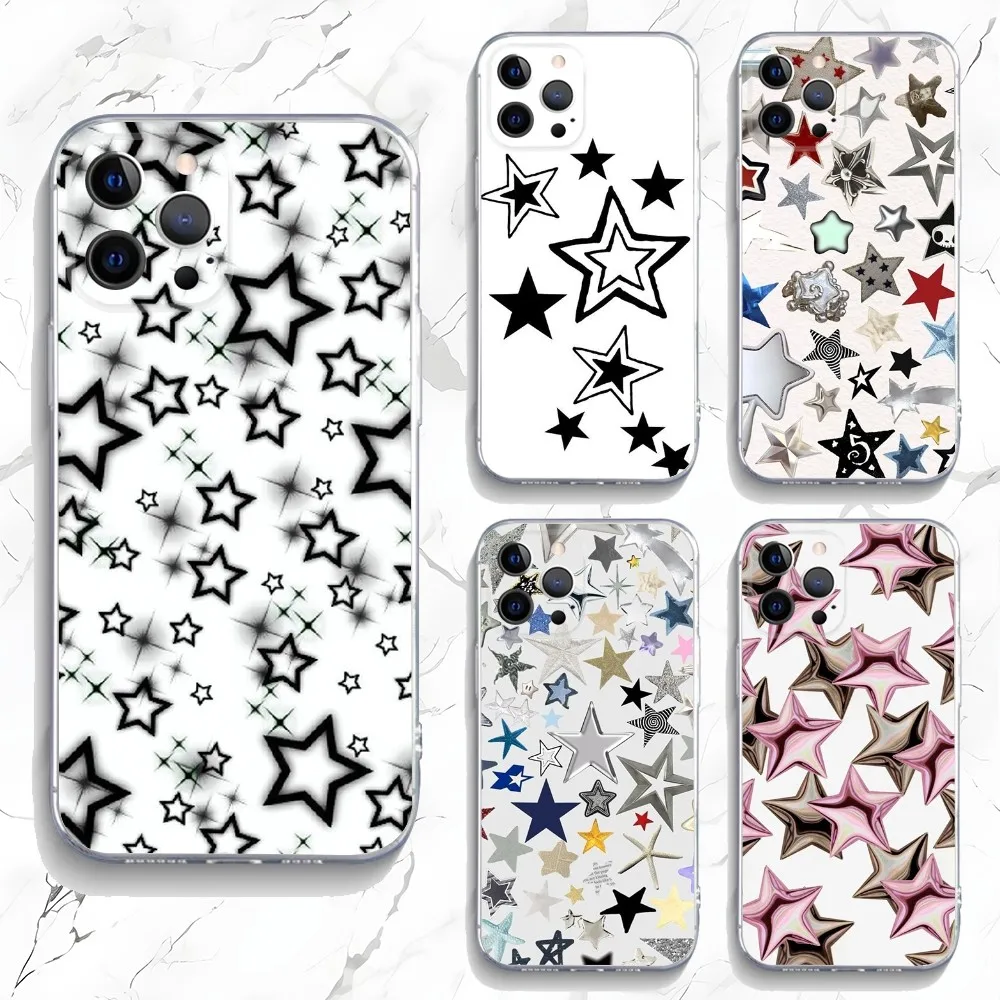 

Y2K Star Phone Case For iPhone 15,14,13,12,11 Plus,Pro,Max,XR,XS,X,7,8 Plus,SE,Mini Transparent Silicone Soft