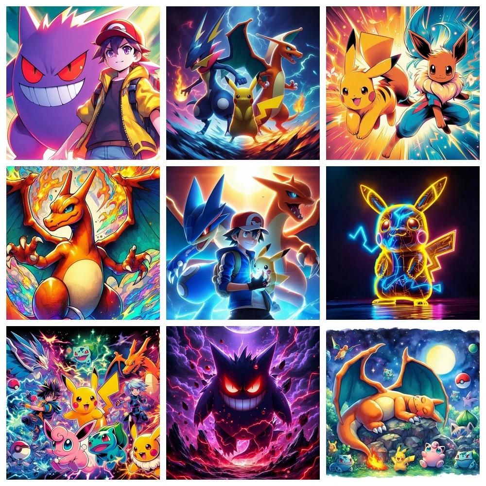 Pokemon 2024 Neue Diamant Malerei Mosaik Japanische Cartoon Anime Kunst Kreuz Stich Kits Stickerei Strass kinder Geschenk