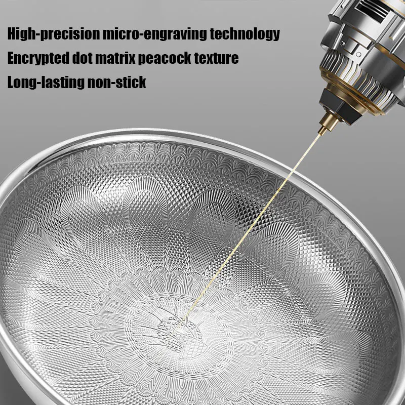 28cm Pure Titanium Hammered Pro Frying Pan Nonstick Egg Steak Pan Skillet Uncoated Peacock Hammer Pattern Kitchen Cooking Pot - view 4