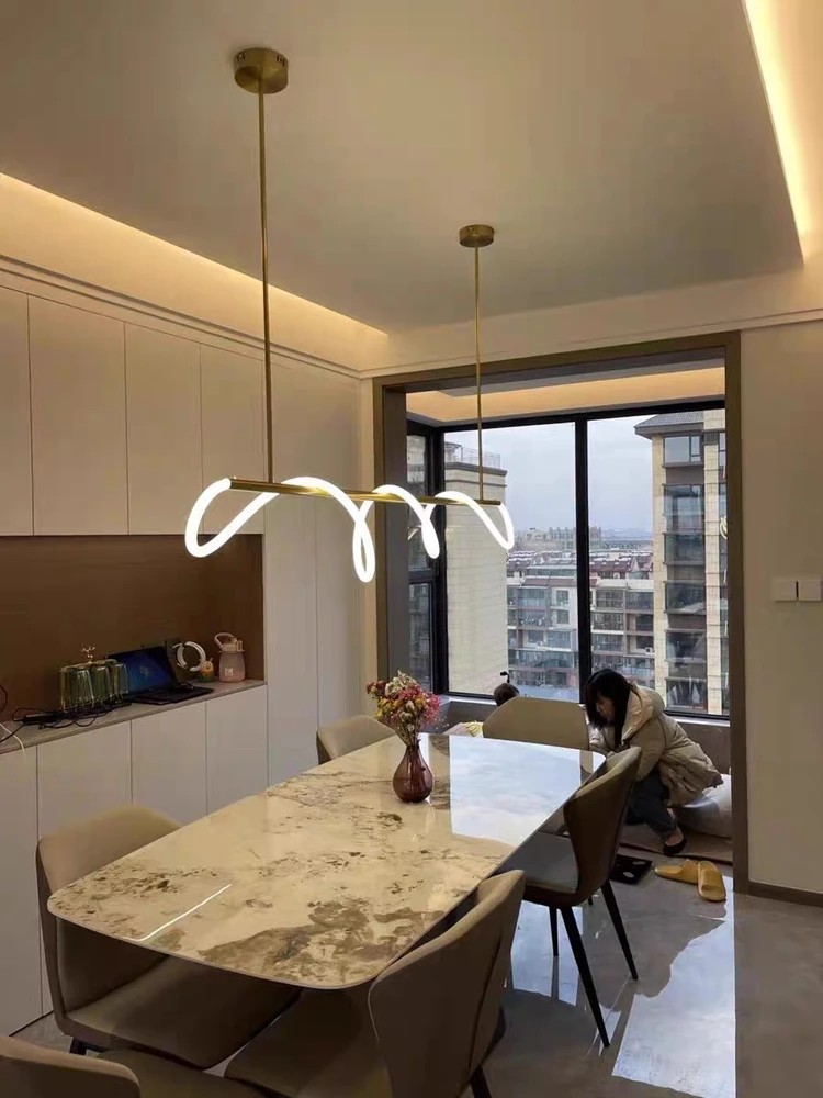 Wave shaped Silica Led light Kitchen pendant lamp fixture Dining Room led strip Bedroom Guest room hanging lamp Lustre Pendente