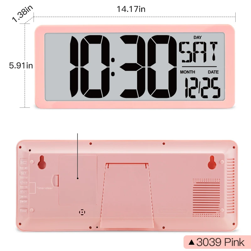 Kitchen Clock with Time Large Digital Wall Clock Modern Home Dest Clock Smart Arabic Numerals Night Light Timer Alarm Clock