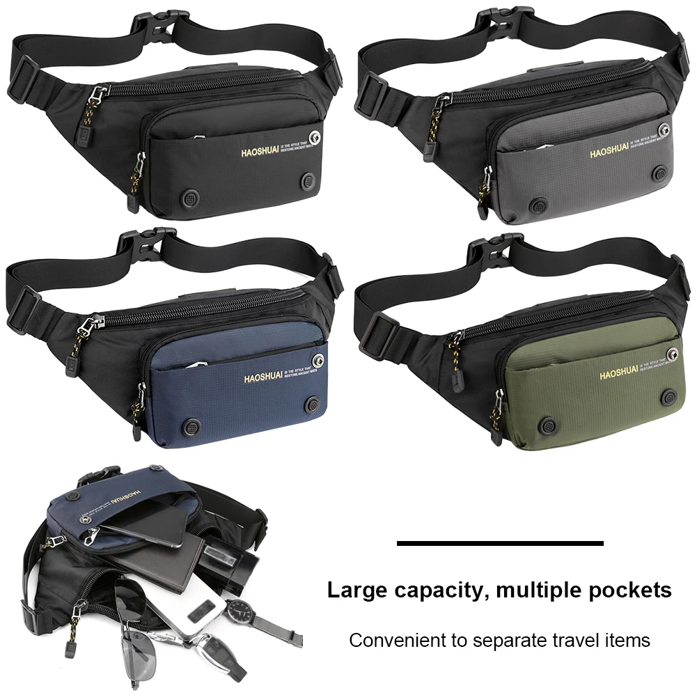 

Men Hiking Belt Bag Adjustable Strap Fitness Mobile Phone Bag Wear-Resistant Marathon Fanny Pack for Outdoor Sports