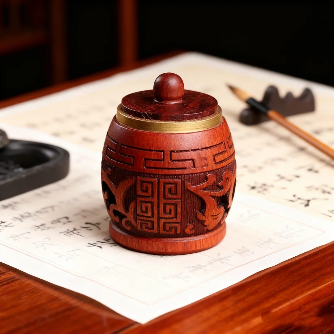 Wood Hollow Carved Aromatherapy Bottle Mini Vase Pagoda Car Hanging Decoration Fragrance Diffuser Bottle Sealed Jar Pendant