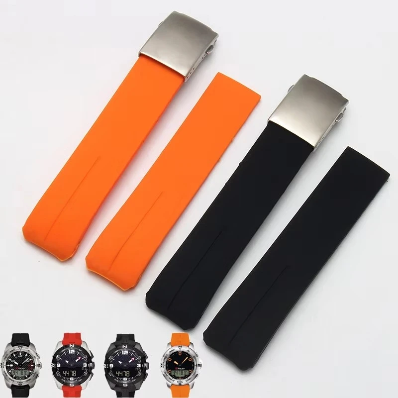 20 мм 21 мм черный оранжевый силиконовый резиновый ремешок для Tissot TOUCH COLLECTION EXPERT SOLAR Series T091T013 T081 мужские часы-браслет
