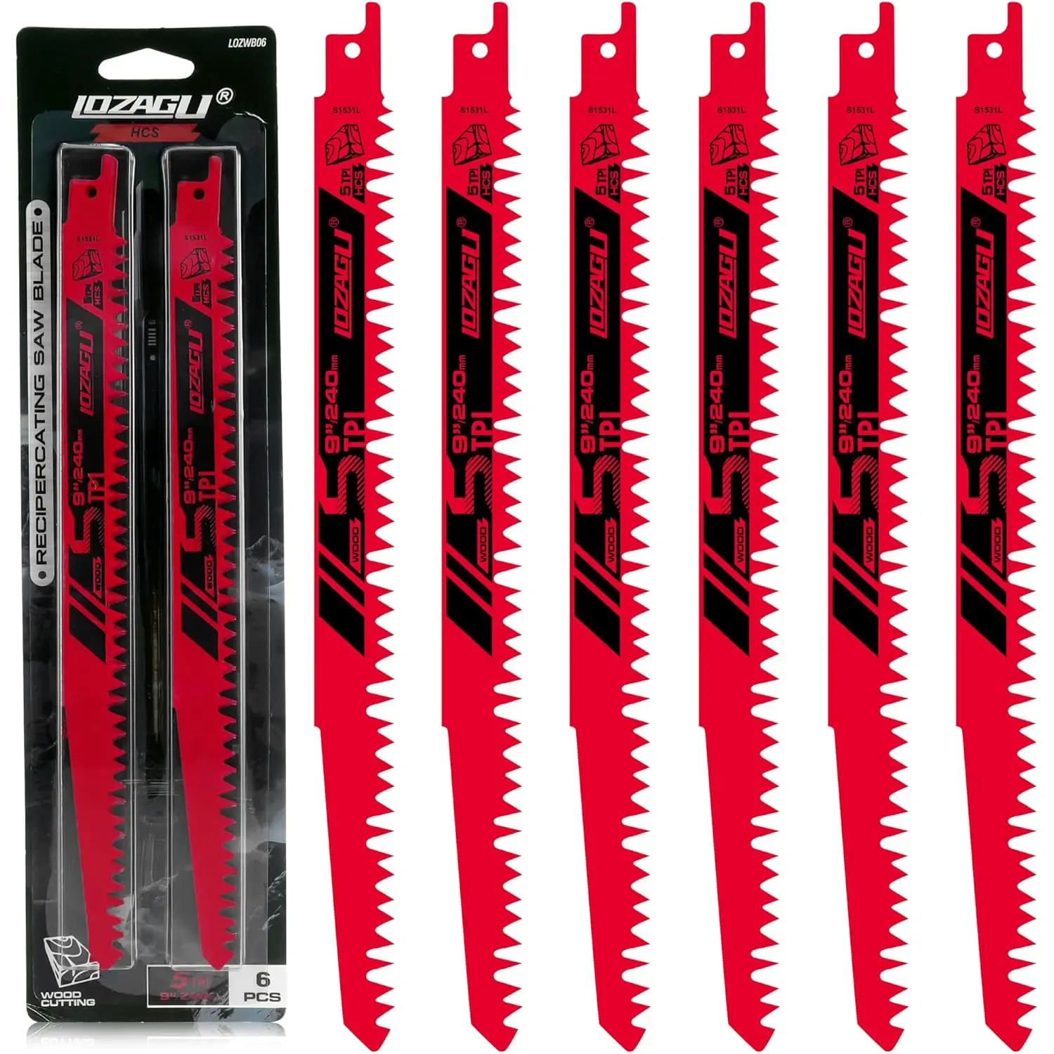 

6-Piece 9-Inch Wood Pruning Saw Blades, 5TPI for Fast Cutting and Anti-Clogging in Green Wood and PVC