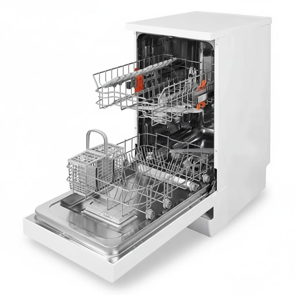 9 Sets Dishwasher, Stainless Steel Countertop Dishwasher, Low Noise Integrated Built-in Electric Dishwasher, Kitchen Appliance