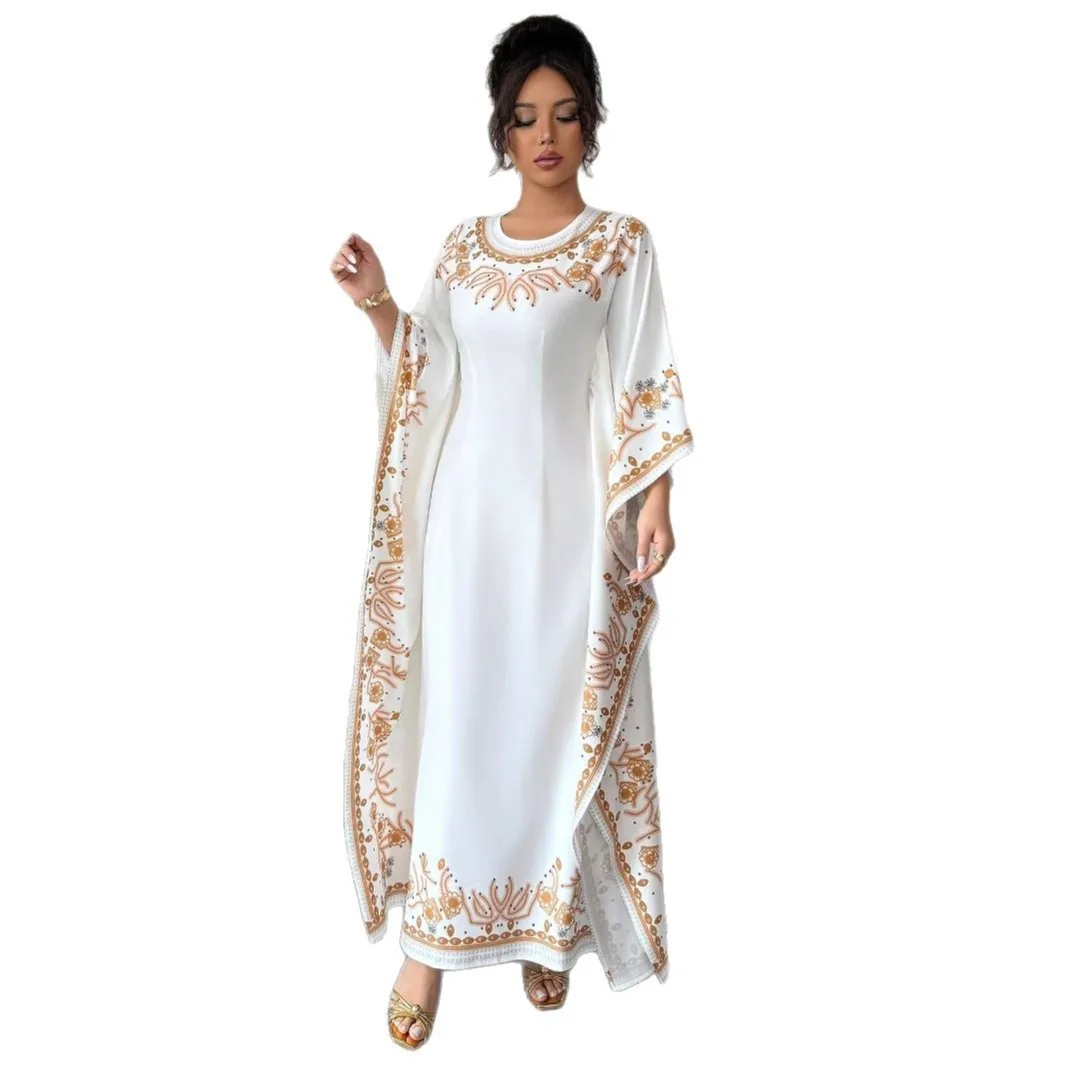 

Мусульманское платье-кафтан с этническим принтом на Ближнем Востоке 2025 года, транскордонное платье-кафтан на Ближнем Востоке cw84703