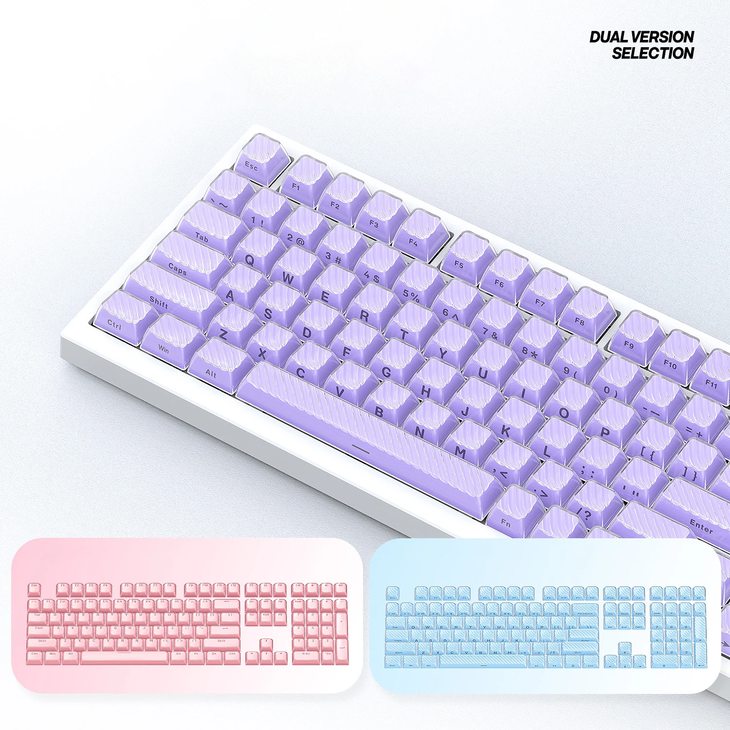 

136 Keys Magic Wave Purple Jello Crystal Clear PC Keycaps Double Shot Side-lit ABS Keycaps ASA Profile for MX Switches Keyboard