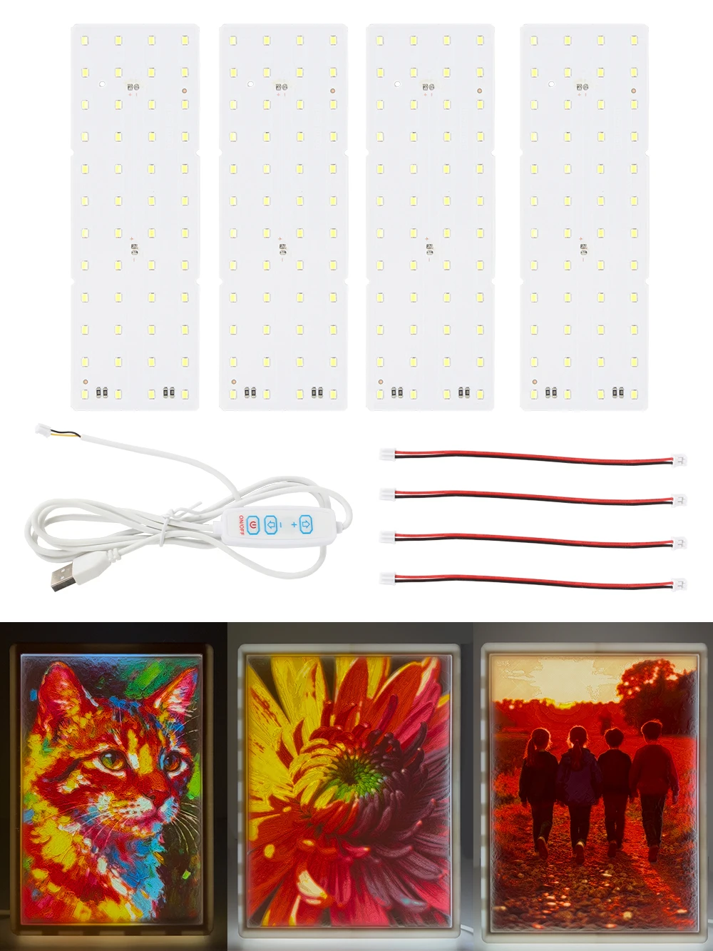 Zestaw podświetlenia LED do litofanów Bambu Lab kc009/kc010, panel 96/192x144mm, PLA CMYK, zestaw do samodzielnego montażu, model do drukarki 3D — zdjęcie produktu 7
