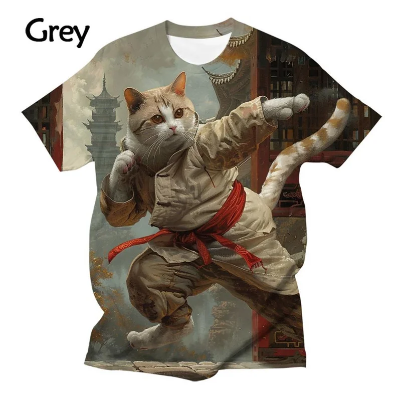 Funny Animal Print 3d T shirt men Fashion Casual oversize Tai Chi Animal T-shirt women kid cute cat funny short sleeve tees tops