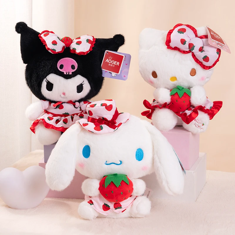 Kawaii Sanrio Plush Toys Hello Kitty My Melody Room Decor Kuromi Plushie Cinnamoroll Strawberry Doll Plush for Christmas Gifts