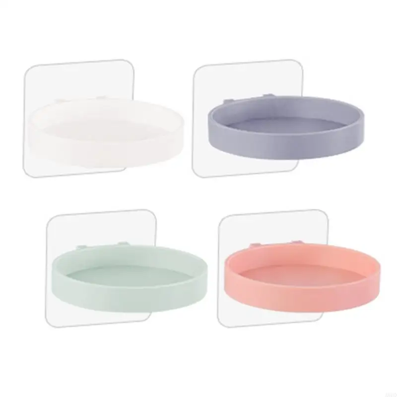 A6HD Round Storage Rack Wall Mounted Shelf Hand Soap Dispenser Tray Bathroom Supplies