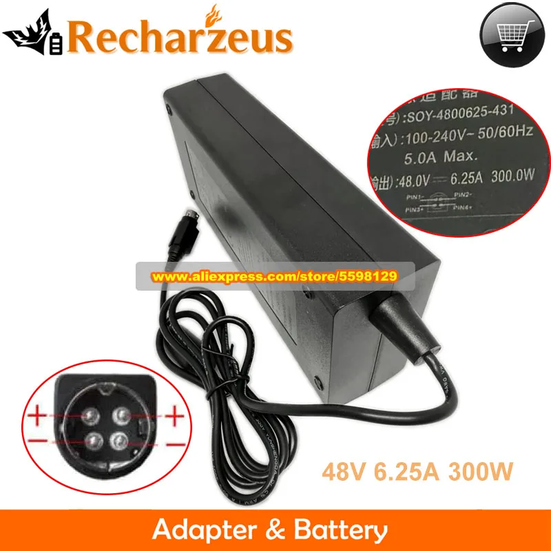 Genuine SOY-4800625-431 AC/DC Adapter 48V 6.25A 300W Laptop Charger Round with 4 Pins Power Supply