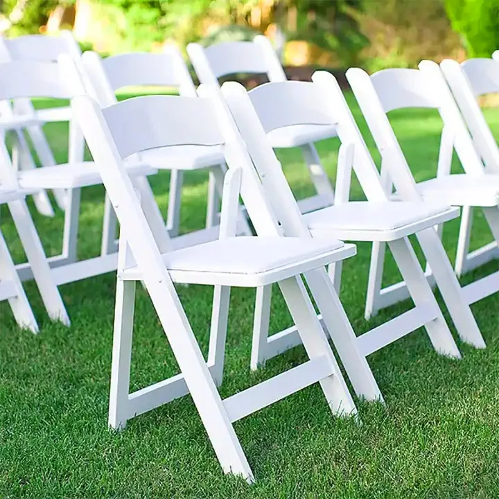 

#Hot Products White Wimbledon Chair Comfortable Portable Folding Garden Chair Indoor Outdoor Bedroom Plastic