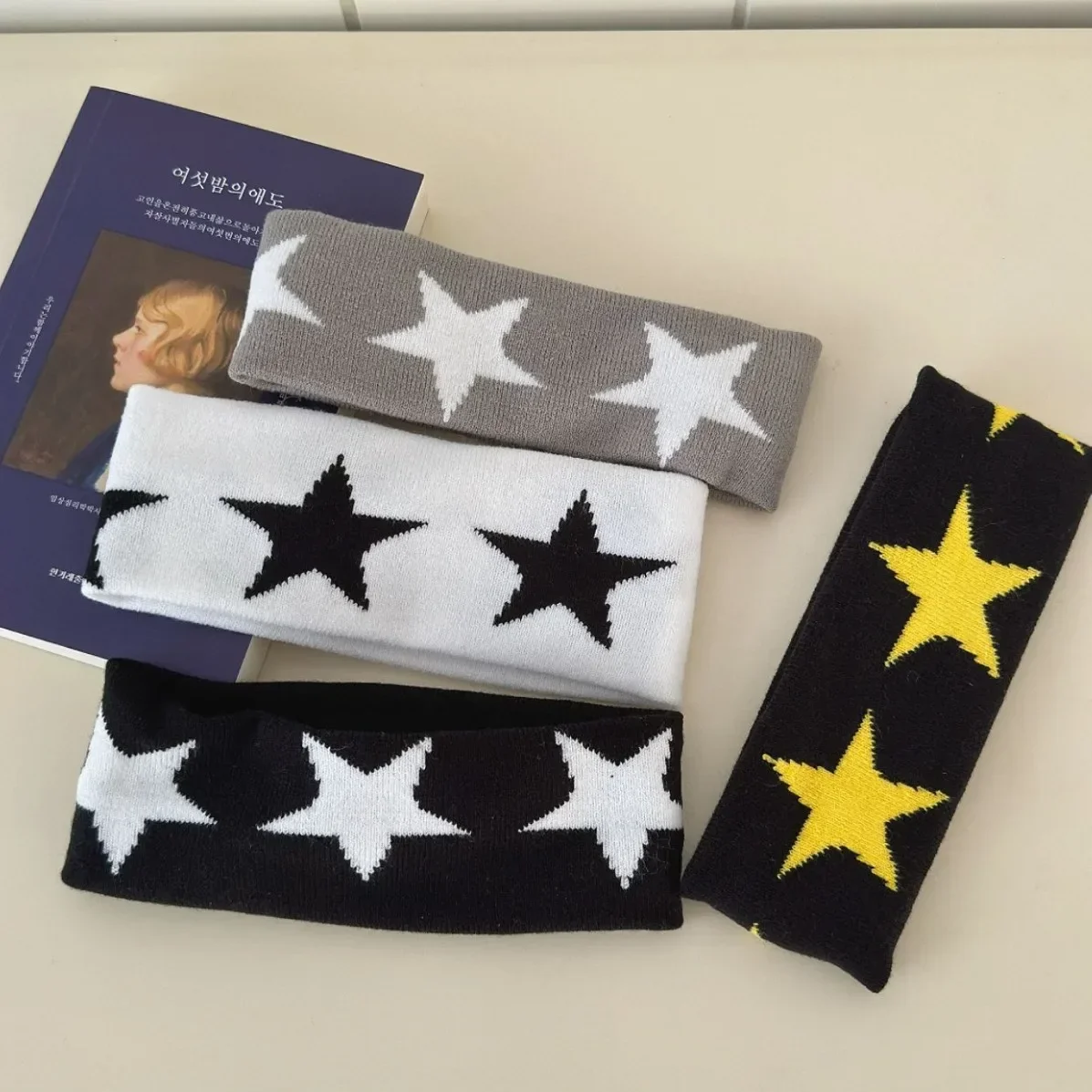 1 Pcs Black Headbands for Women No Slip Soft Hair Accessories Stars Head Wraps for Women Yoga Workout