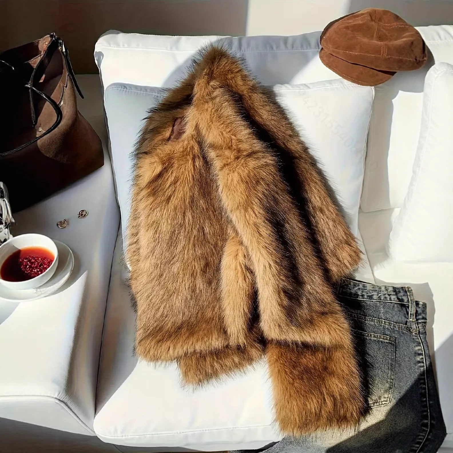Women Faux Fur Short Coats Jackets Turn Down Collar Coat Thick Warm Y2k Streetwear Jacket Work Outerwear Autumn Winter 2025
