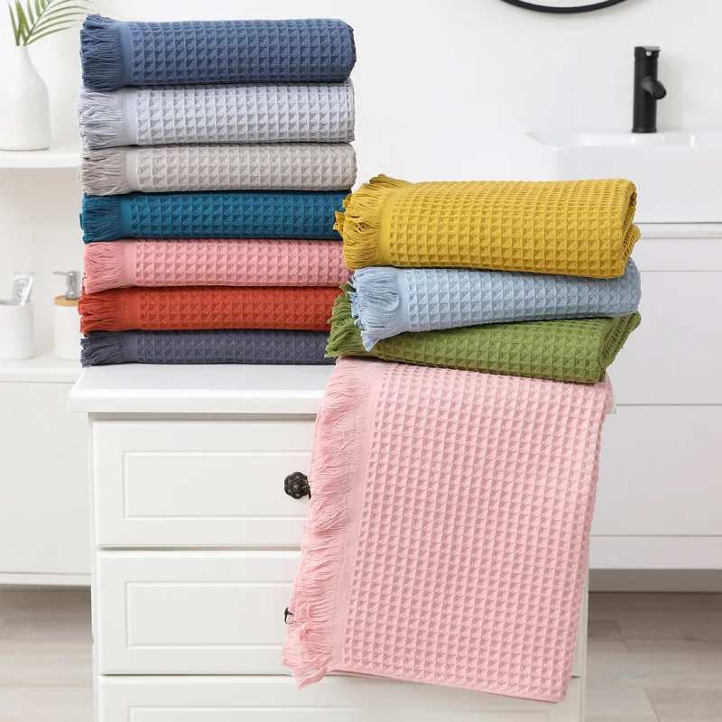 Cotton Blanket Soft Multi-color Tassel Bath Towel Shawl Adult 90*180 Cellular Beach Towel Multi-purpose Sofa Cushion