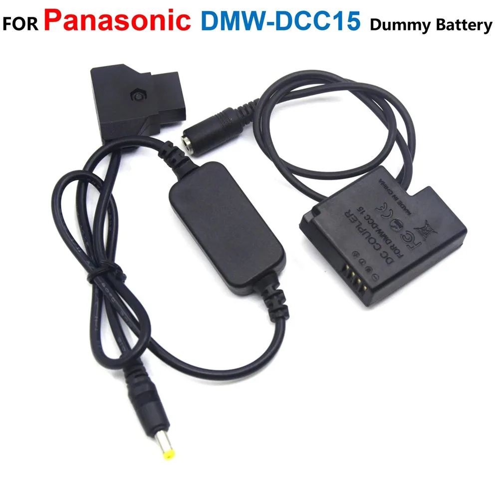 

D-TAP Dtap 12-24V Power Step-Down Cable+DMW-DCC15 BLH7 BLH7E Fake Battery Adapter For Lumix DMC-GM1 GM5 GF7 GF8 LX10 LX15 GF9XGK