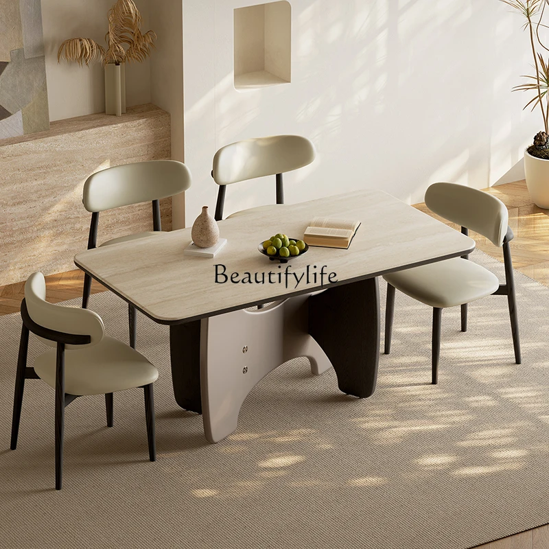 

Modern simple full support microcrystalline stone dining table light luxury high-end dining room living room home