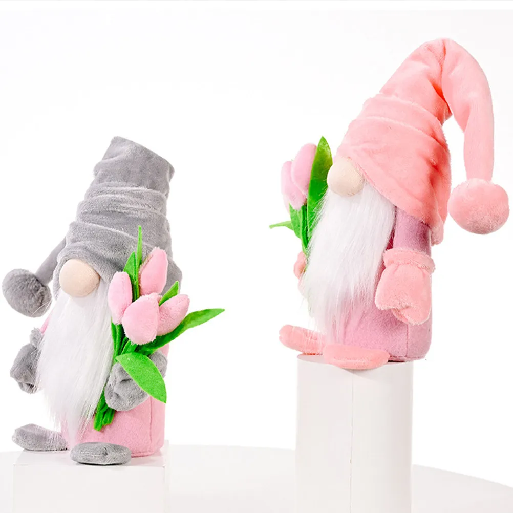 

Adorable Gnome Decoration with Bushy Beard Classic Hat Holding Mother's Day Home Bar Shop Window Festival Decor Desktop