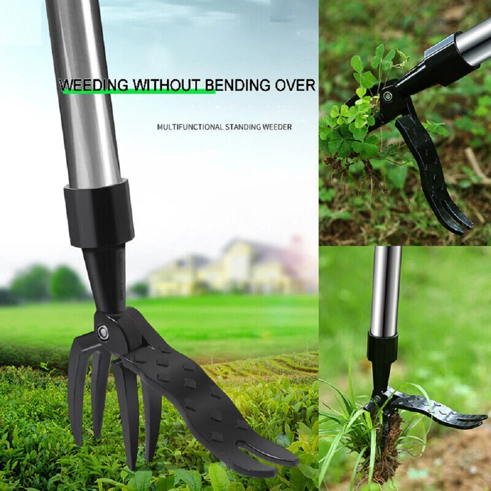 

Stand Up Weeder Puller Weed Claw Grass Root Remover Killer Manual Garden Tool with Stainless Steel Handle