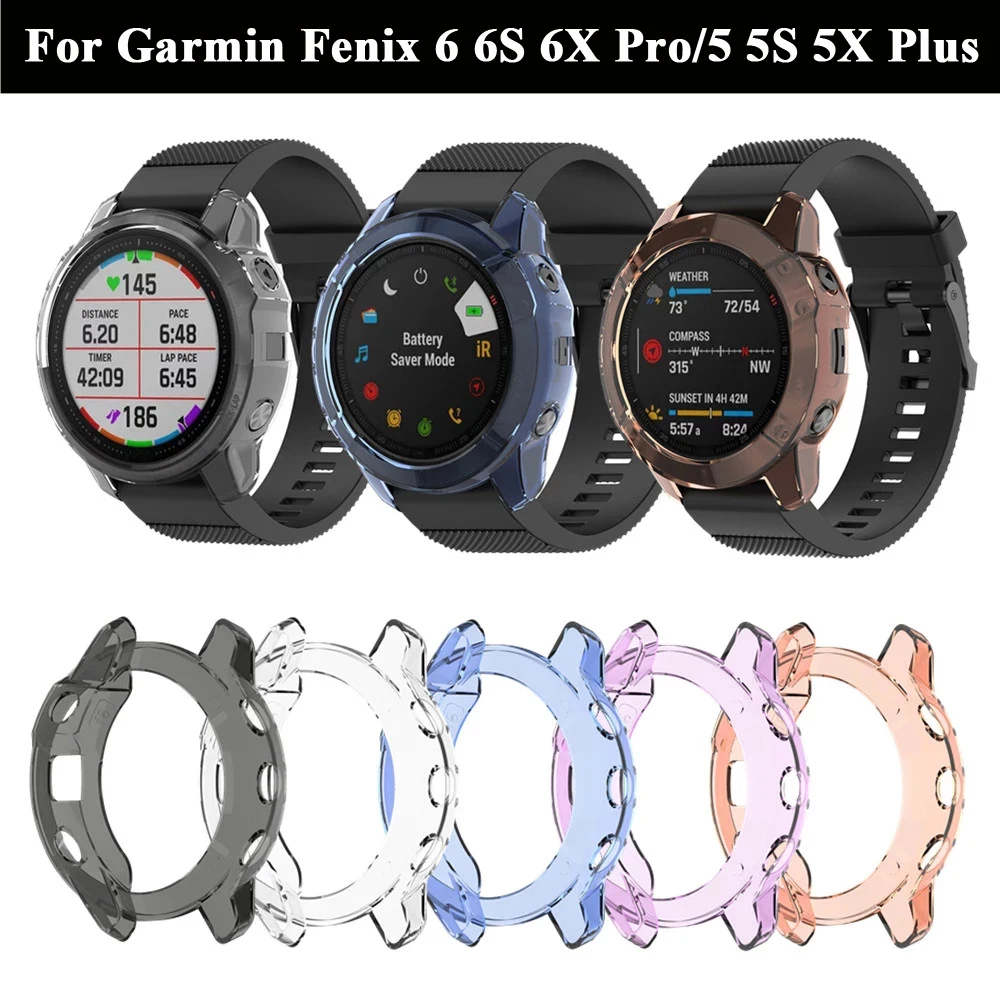 Capa protetora para garmin fenix 7 capa relógio inteligente tpu silicone macio amortecedor fenix7 7s 7x 6 6x 5xprotective quadro escudo manga