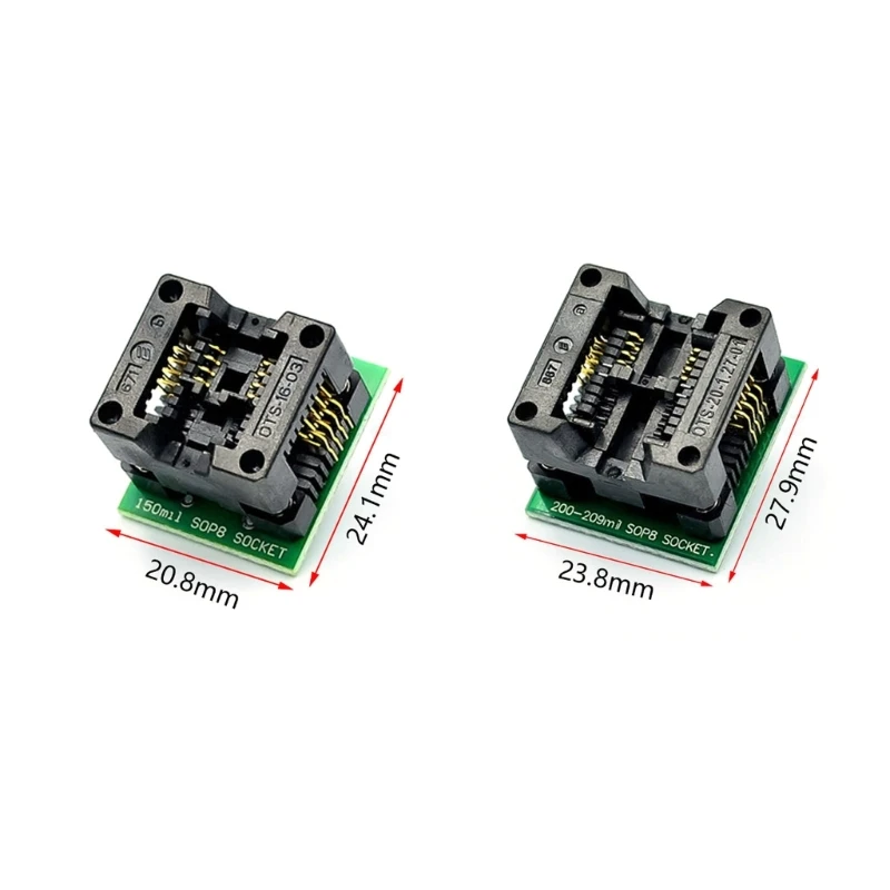 2Pcs SOP8 to DIP8 Programmer Adapter Socket Converter Module with 150mil/200mil Wide-Body Programmer Adapter Socket QXNF