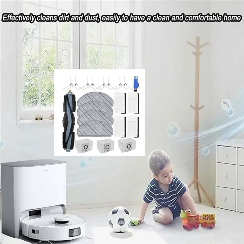 ABGE-For ECOVACS DEEBOT T10 Plus Robot Vacuum Cleaner Main Side Brush HEPA Filters Mop Cloth Dust Bags Replacement Parts