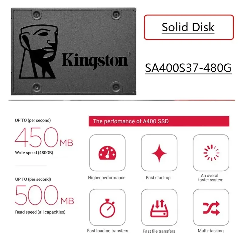 Imagem -03 - Kingston-disco Rígido Ssd Sata A400 Sataiii 25 Polegadas 480gb Unidade de Estado Sólido 240gb para Notebook e pc