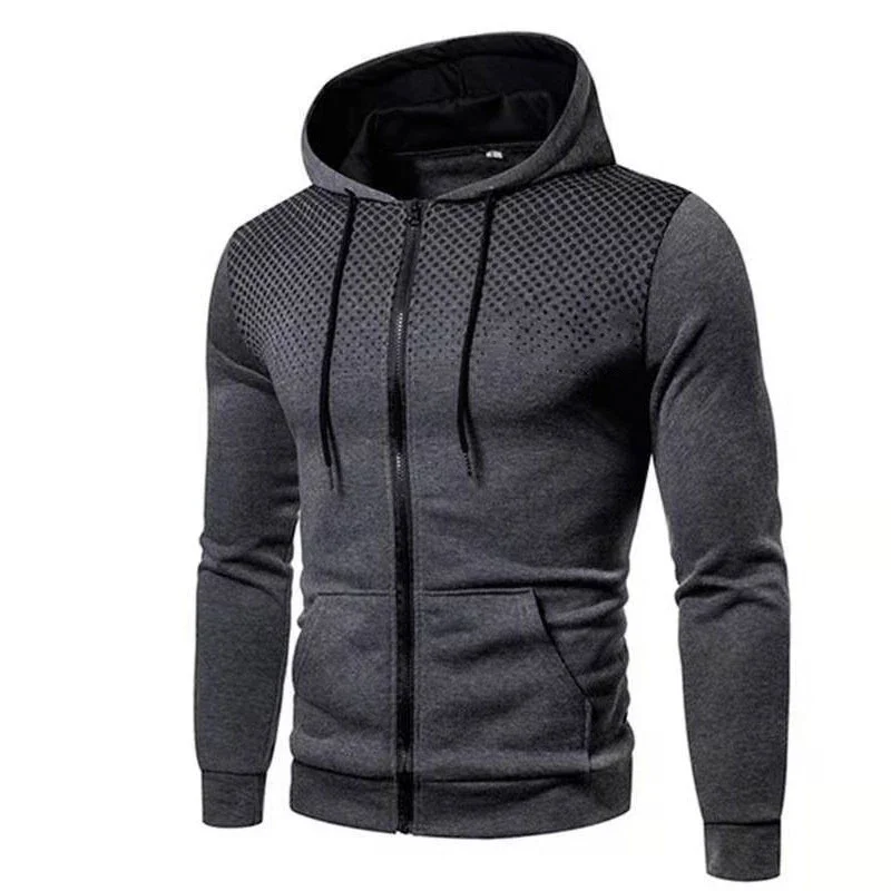 Fashion Men's Gradient Color Hoodies Sweater Spring Autumn Long-sleeved Tops Running Fitness 3D Printed Gradient Clothes