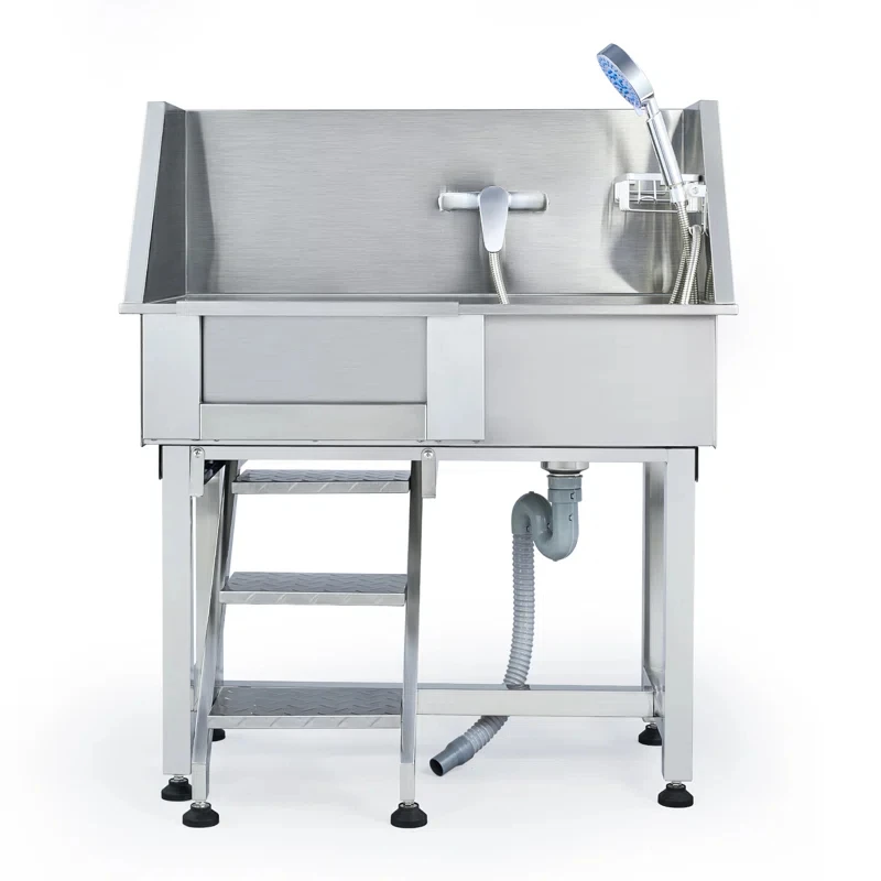 2025 Luxury Pet Bath Tub 304 Stainless Steel Waterproof Easy To Clean Modern Dog And Cat Grooming Bathing And Shampoo Station