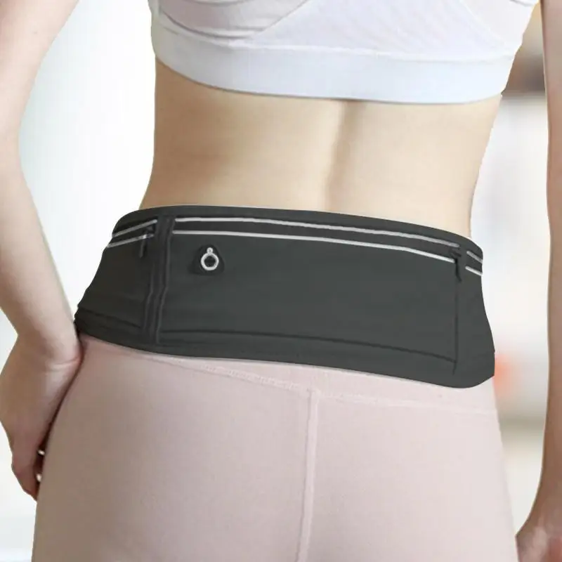 Slim Running Belt Portable Exercise Waist Pack With Three Pockets Reusable Sports Waist Pack Exercise Waist Bag For Running Gym